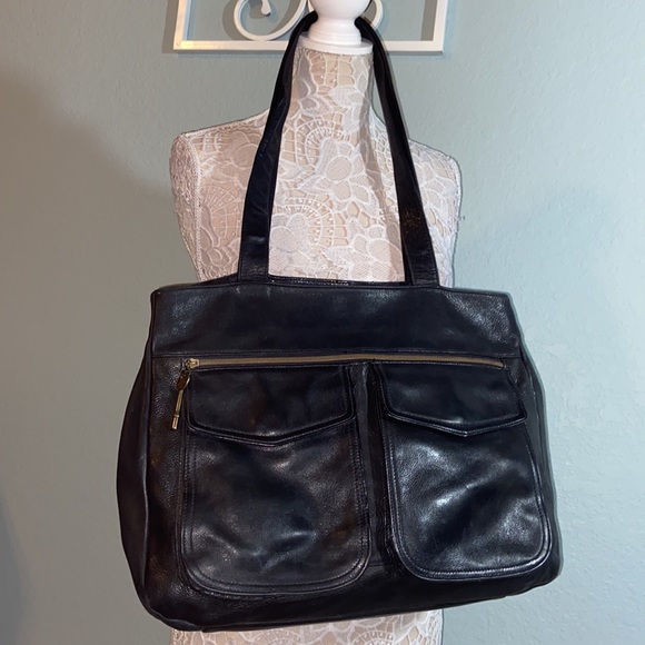 Fossil | Bags | Euc Fossil Vintage Black Leather Large Tote  display picture 1